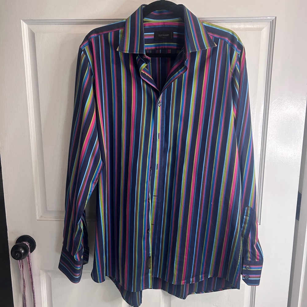 Men's Duchamp Shirt, L, Multicolored striped